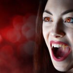 Halloween angry vampire woman.
